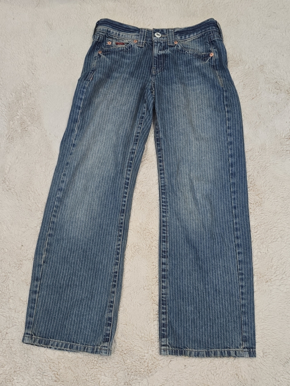 BDG Straight-Leg Jeans in Pinstripe Denim Blue